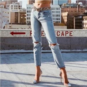 Pistola Straight Leg Distressed High Rise Jeans
